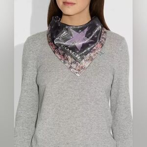 NWT Coach Dusty Lavender Glam Rock Lame Bandana Silk Blend